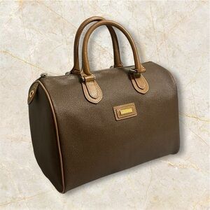 LANCEL Paris Brown Leather Pebble Purse Bag Boston Excellent Pre-Owned Bowler